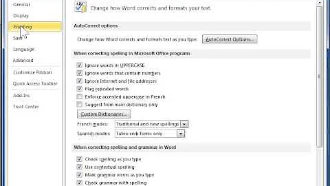 Display the Grammar Settings Dialog Box - Word 2010