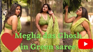 MEGHA DAS GHOSH IN GREEN SAREE || BONG SAREE VIDEO || MEGHA OUTDOOR SAREE VIDEO