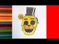 How to draw Golden Freddy, FNAF, Как нарисовать Голден Фредди