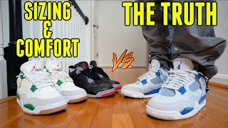 THE TRUTH JORDAN 4 MILITARY BLUE vs REIMAGINED BRED, SB4 | SIZING TIPS & QUALITY