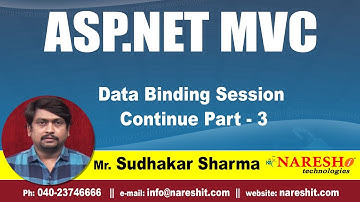 Data Binding Session Continue Part - 3 | ASP.NET MVC Tutorial | By Mr.Sudhakar Sharma
