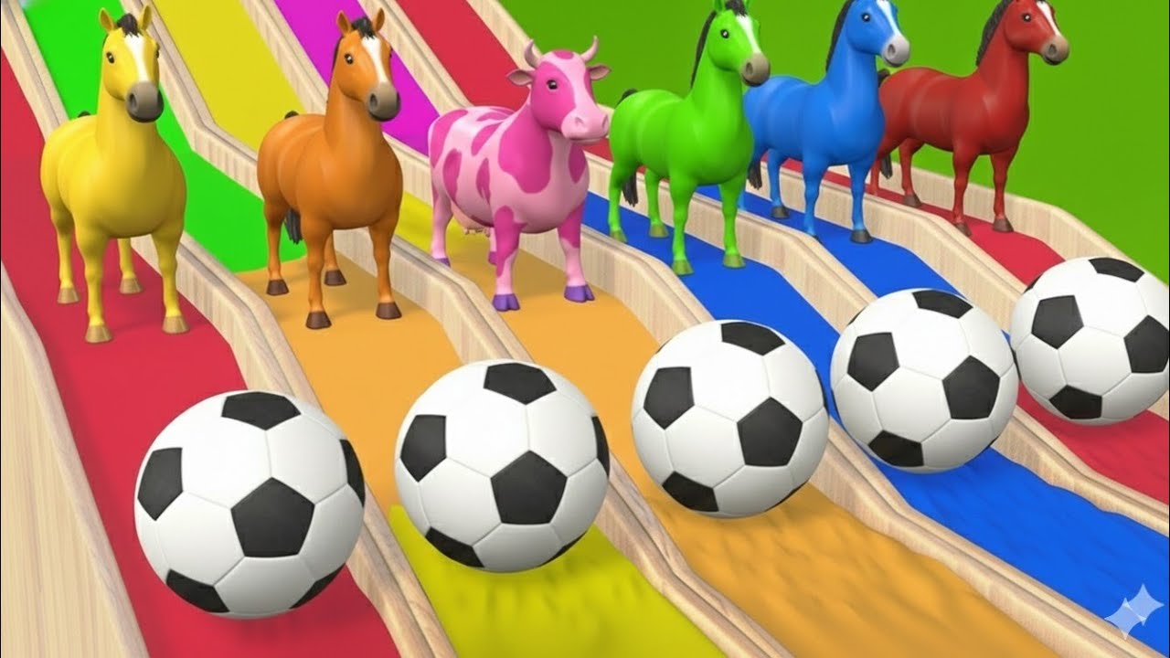 Long Slide Game With Cow Elephant Gorilla Hippopotamus Tiger - 3d Animal Game - Funny 3d Animals #47