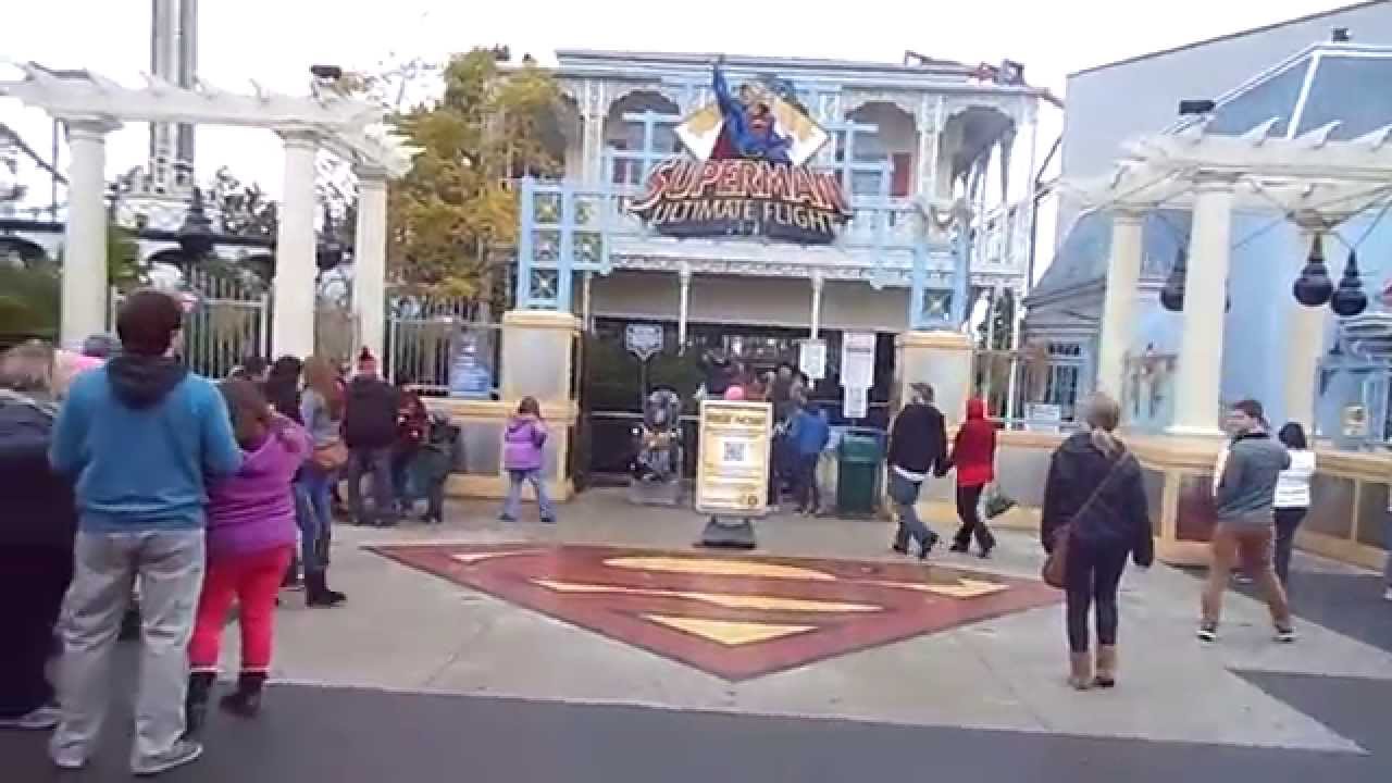 Superman Full Queue Fright Fest 2014 Six Flags Great America 101814
