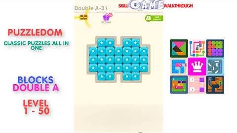 Puzzledom - Blocks Double A Level 1 - 50 - Walkthrough