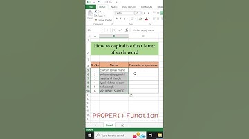 How to capitalize first letter of each word in excel #shorts #exceltips #exceltutorial#msexcel