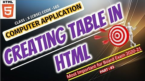 Creating Table in HTML I Part - 3 I Class X I CBSE Board I