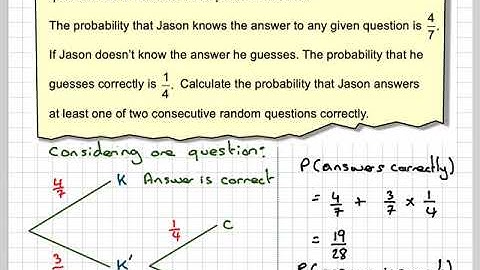 Finding the probability at getting at least one question correct in a quiz
