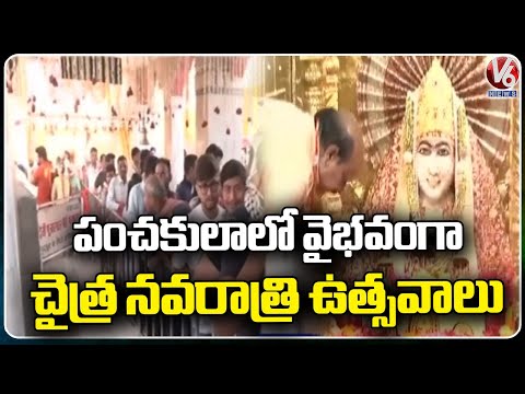 Chaitra Navratri Grandly Celebrating In Panchkula Devi Temple | Haryana | V6 News - V6NEWSTELUGU