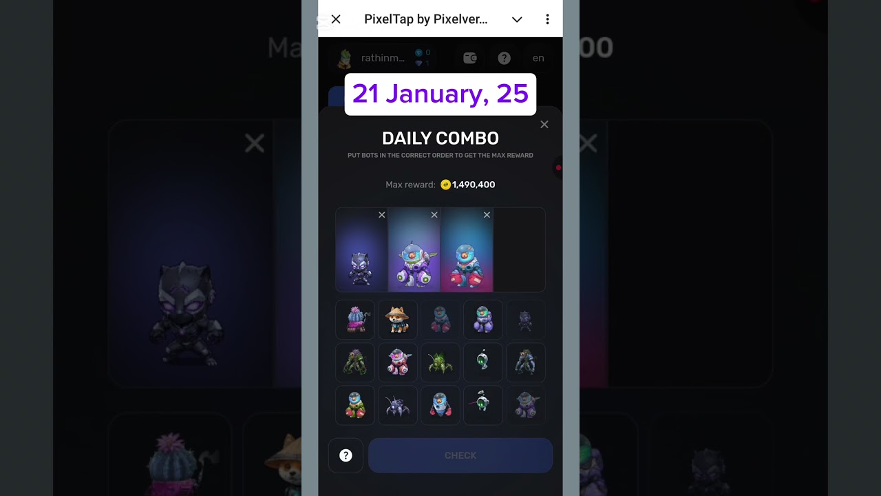 Pixel Tap Pixelverse Daily Combo | 21 January | Pixelverse Daily Combo cards video |