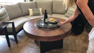 Convert your Fire table with a round lazy Susan metal lid