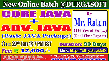 CORE JAVA + ADV. JAVA Online Training @ DURGASOFT