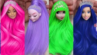 NEW COOL Hairstyle for DOLL! DIY Miniature Ideas for Barbie Doll Transformation ~ Wig, Dress Makeup
