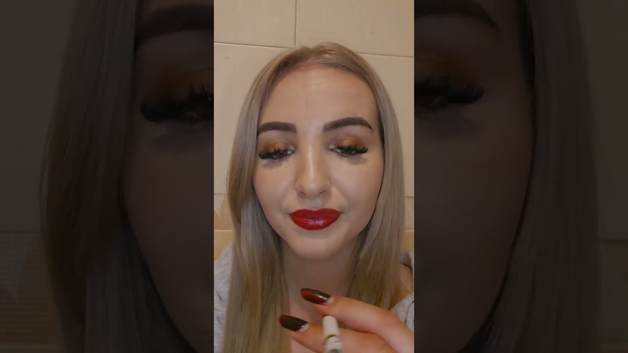 ASMR red lipstick girl smoking cigarette