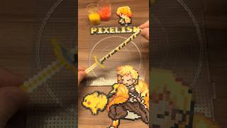 Demon Slayer Perler Beads Nichirin Sword Zenitsu, Thunder Tsuba, Pixel Art