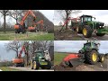 Bomen kappen / dunnen door loonbedrijf Dekker met 2 Hitachi kranen en 3 John Deere trekkers (2021)