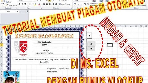 TUTORIAL MEMBUAT PIAGAM OTOMATIS DI MS EXCEL DENGAN RUMUS VLOOKUP FULL