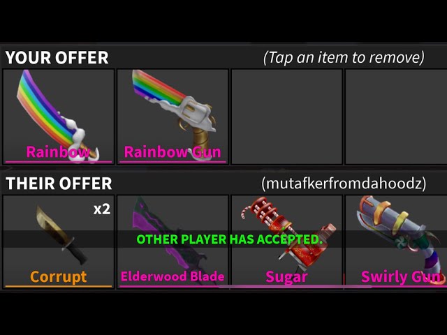 Mm2 Rainbow set- heartblade for rh : r/crosstradingroblox