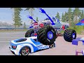 ZOMBIE Monster Jam trucks VS Police Death Road Beamng Drive