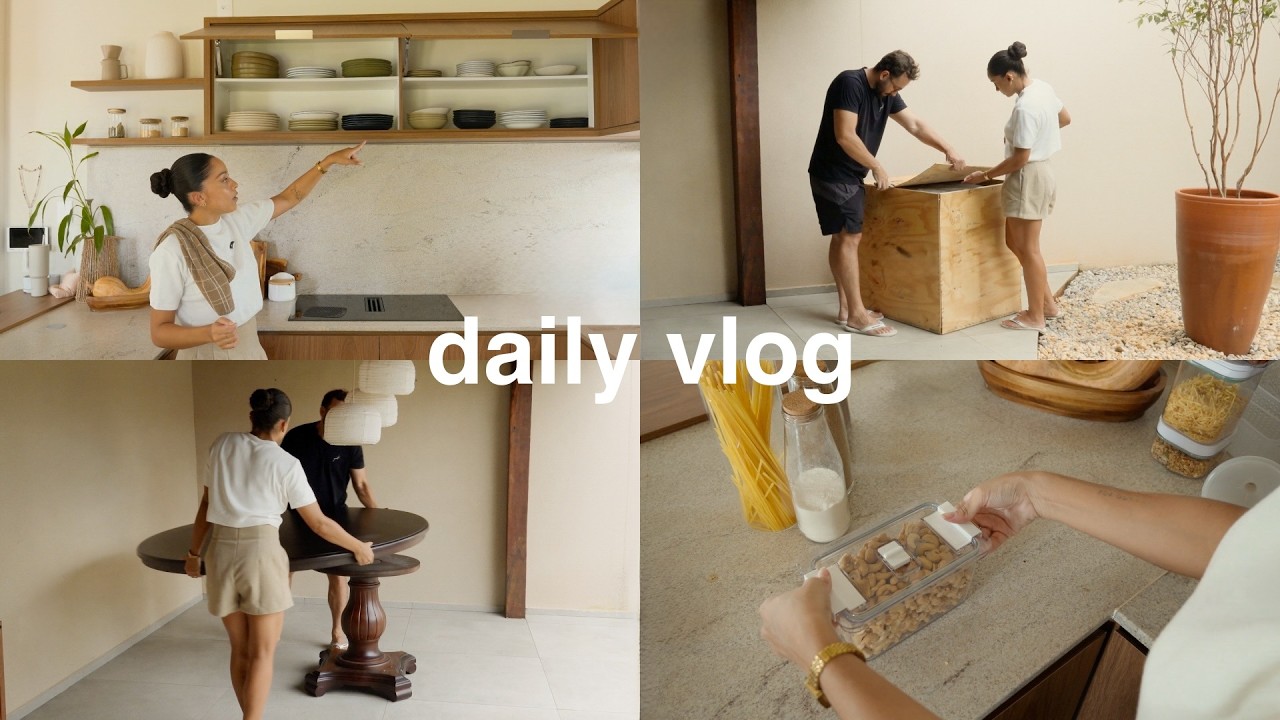 Organizando a cozinha, mesa nova no quintal, arrume-se comigo, compras no mercado...