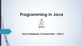 Lecture 26 - JDBC Part II