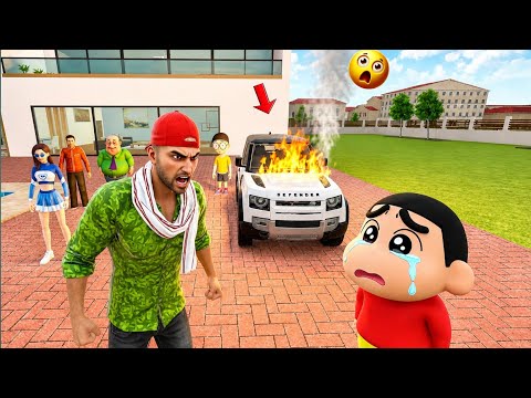 🔥 Shinchan Ne Defender Car Ko Aag Laga Di | Indian Theft Aura Simulator 😱