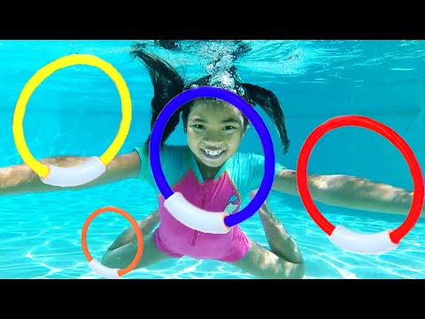 Kids Swimming Pool Challenge Pretend Play with Emma