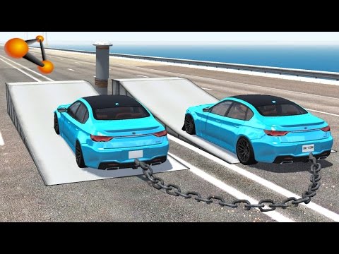   Beamng Drive Chained Cars Against Bollard img-1