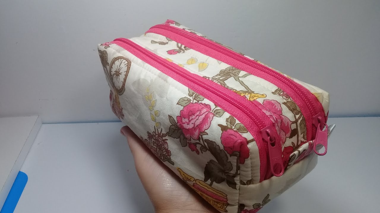 Estojo duplo (com 2 ziper)  fácil de fazer