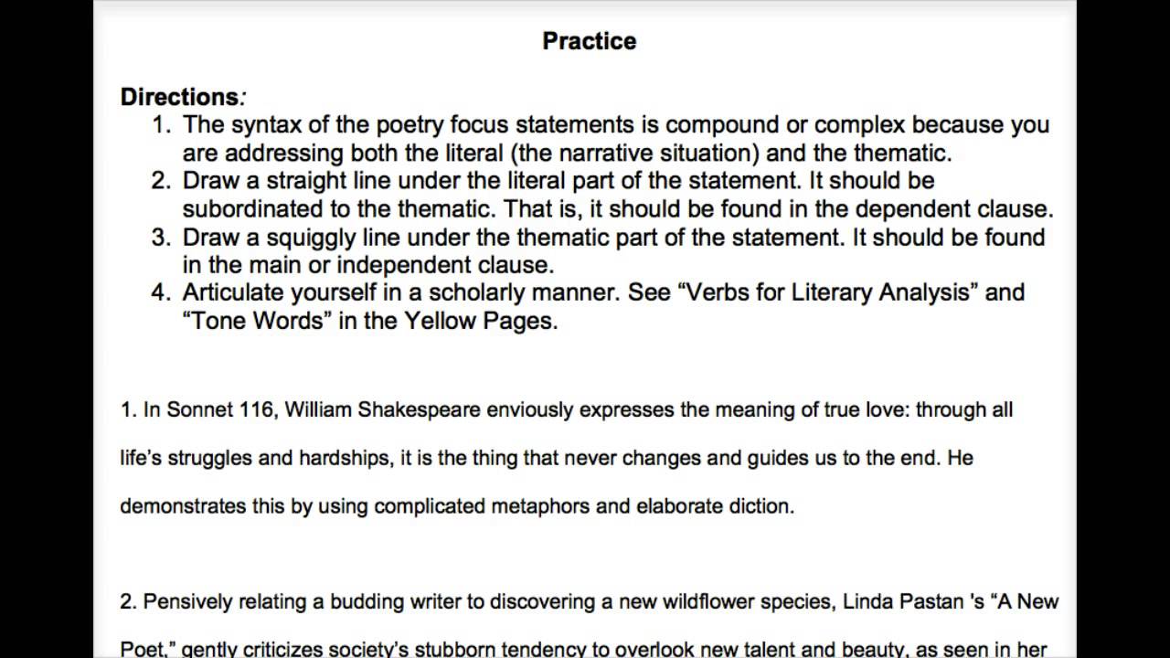 Poetry Focus Statement