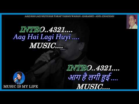 Aag Hai Lagi Hui Har Taraf Yahan Wahan - Full Karaoke With Scrolling Lyrics Eng & हिंदी