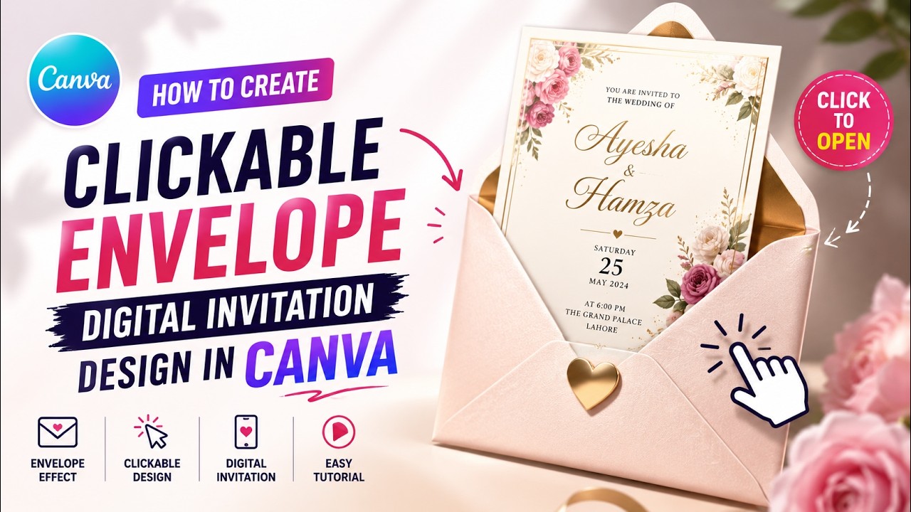 How to Create a Clickable Envelope Digital Invitation in Canva (Easy Way)