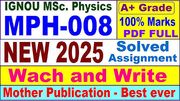 MPH 008 solved assignment 2025 in English || mph 008 solved assignment 2025 || ignou mph008 2025