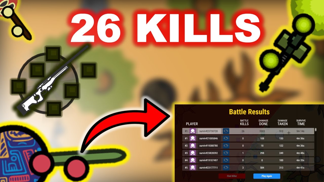 *SURVIV.IO* 26 KILLS 3303 DMG in SOLO vs DUO [desert rain] !!!
