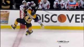 Seidenberg hits Alex Ovechkin (Capitals vs Bruins) Playoffs NHL, April 12, 2012