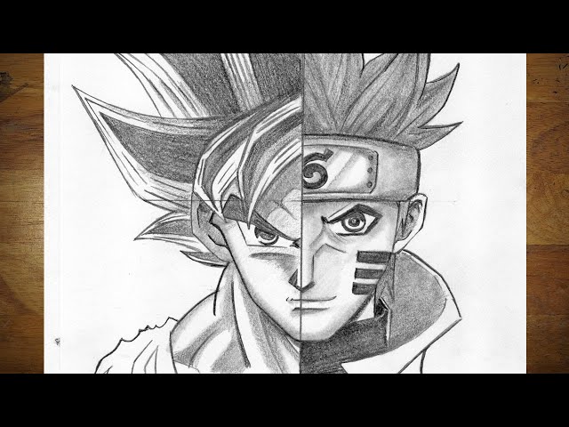 Drawing Goku + Naruto #goku #naruto #drawing #desenhando #draw #fusão 