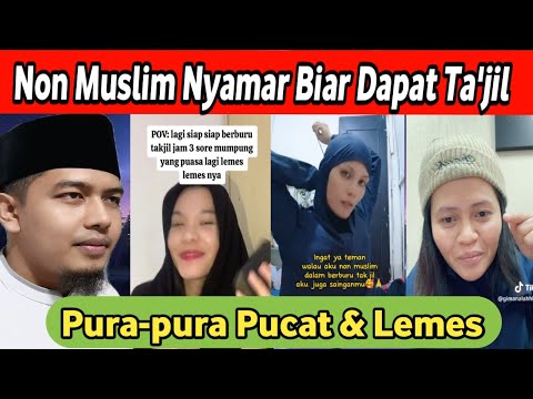 Sedang Rame!!! Non muslim kompak Pake Hijab Demi Makanan Ta'jil  sampe pura pura pucat dan lemes