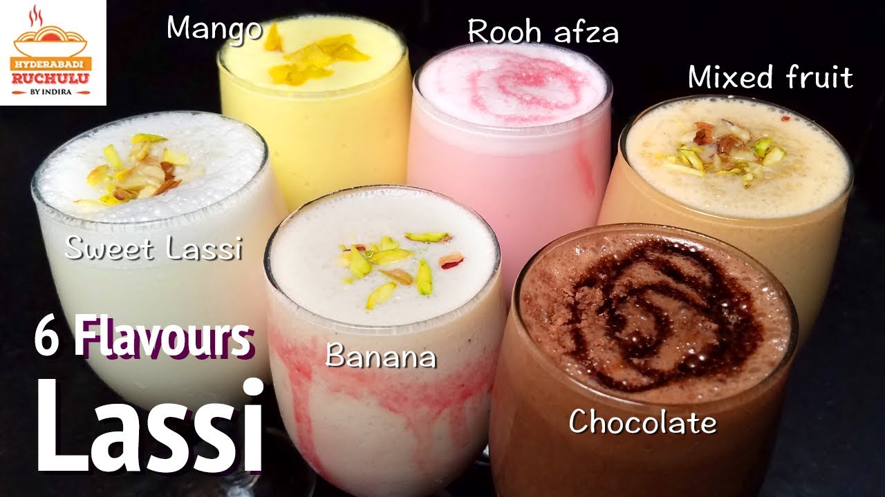 6Flavours of Lassi | Lassi Recipe | Punjabi Lassi | Mango Lassi | Banana |Chocolate | Summber Drinks | Hyderabadi Ruchulu