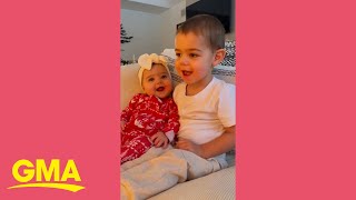Young siblings light up seeing Christmas tree lit for the 1st time this year