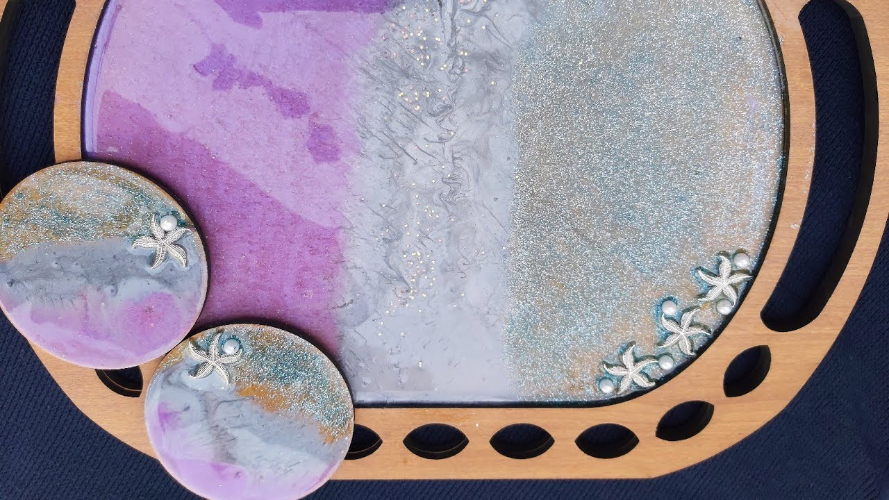 صب الريزين علي الخشب والنتيجه تحفه  Epoxy resin tray