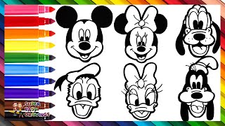 Drawing And Coloring Mickey Mouse And His Friends ❤⚫⚫ Drawings For Kids