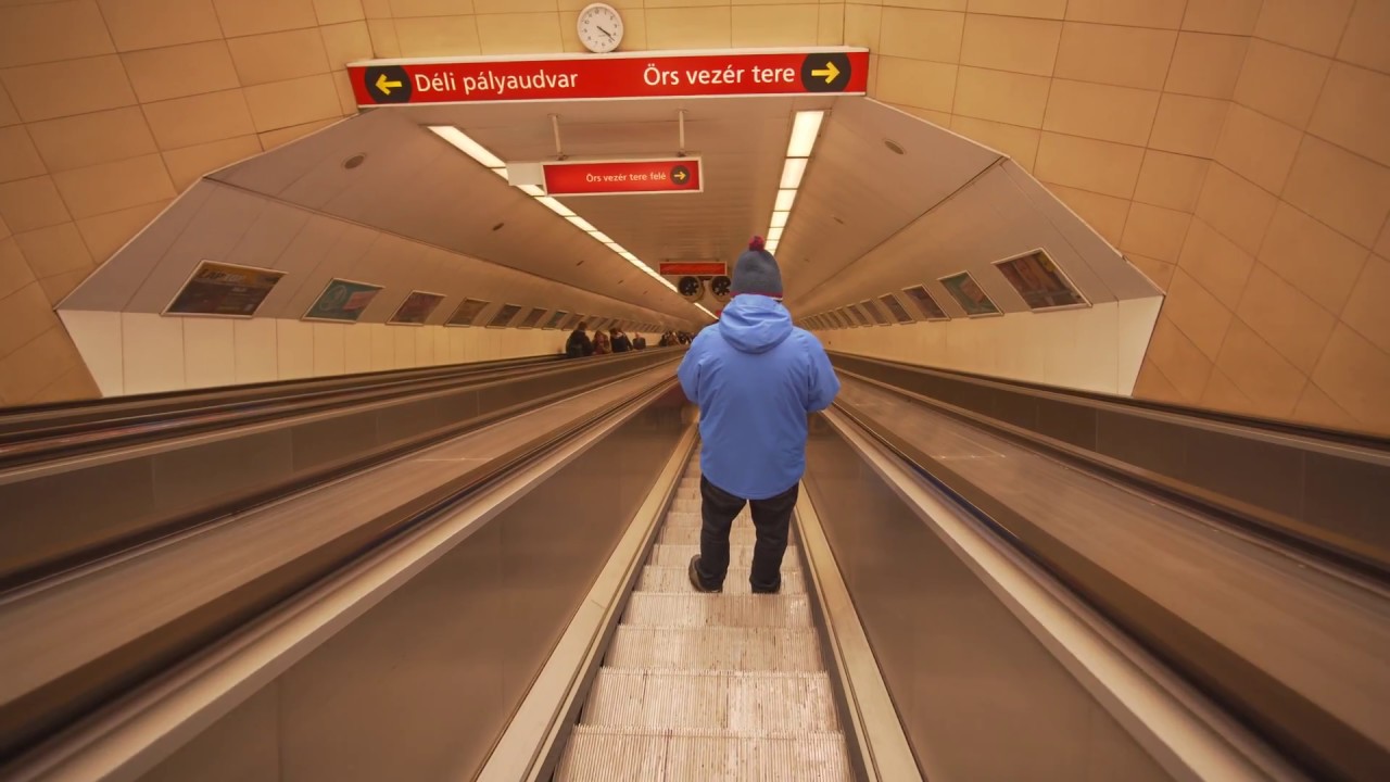 Hungary, Budapest, Metro ride from Széll Kálmán tér to Batthyány tér