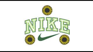Nike sunflower floral logo machine embroidery design embroidering process