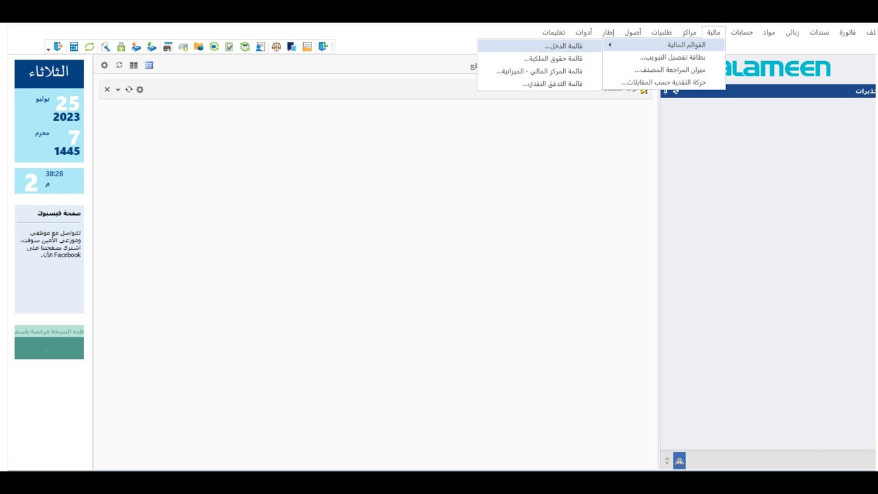 ميزة القوائم المالية الامين 9