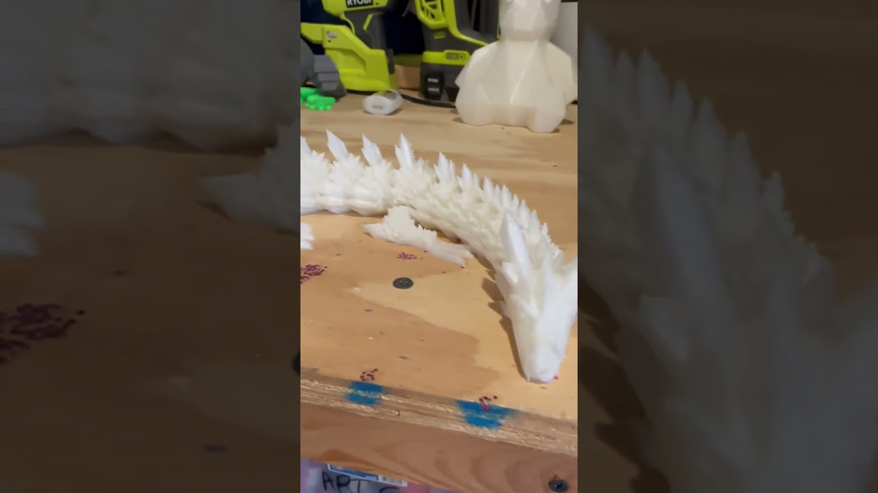 3D Printed Crystal Dragon in Glow In The Dark Filament 