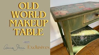 Old World Makeup Table using @anniesloanromania paints and @ReDesignwithPrima Decoupage&Transfer