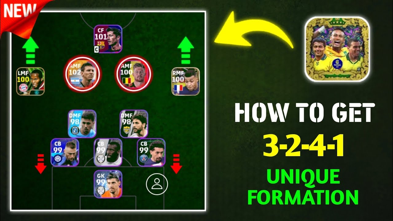 How To Get Unique 3 2 4 1 Formation In EFootball 2024 3 2 4 1 Still