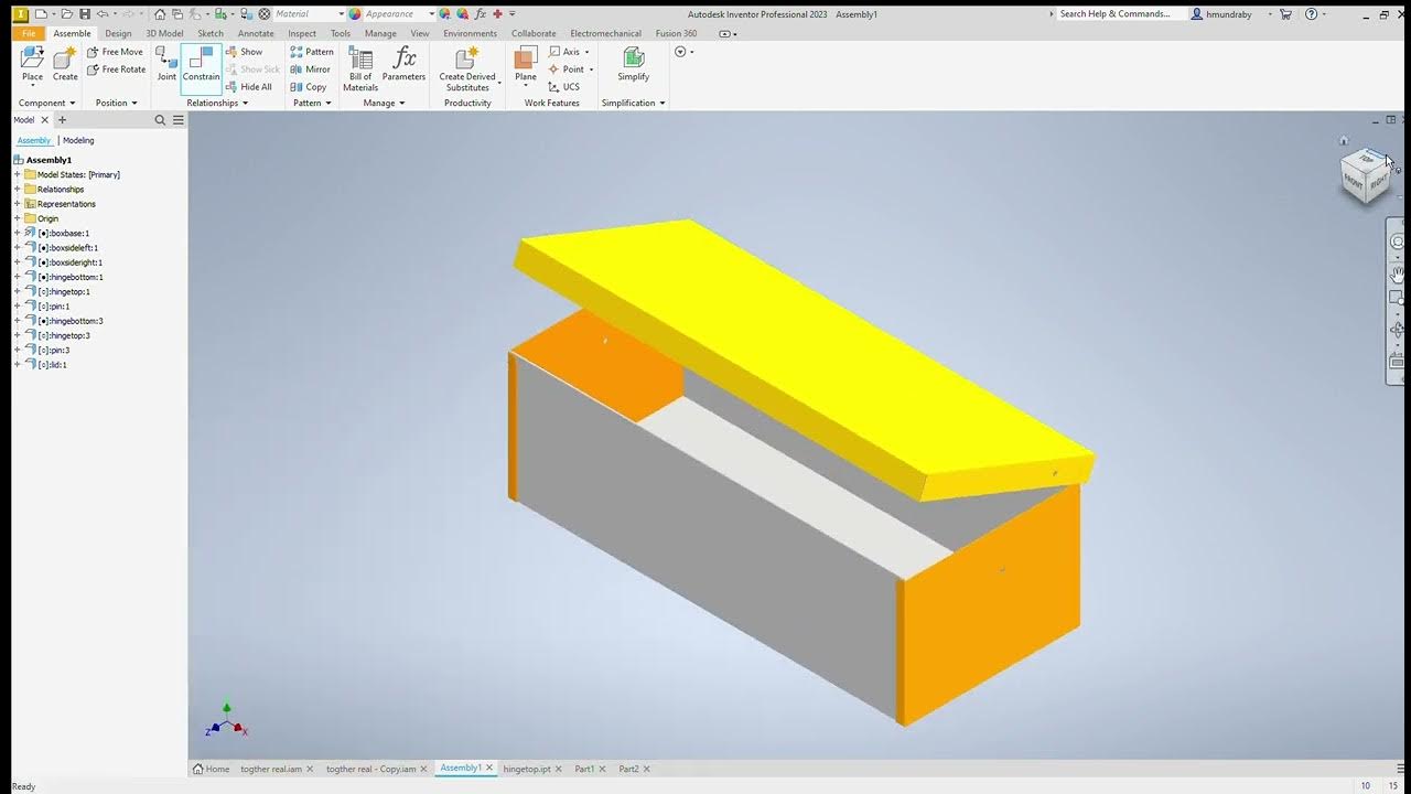 how to put lid on hinge (inventor tutorial) YouTube