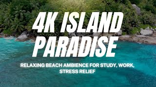 🏝️ 4K Island Paradise Oasis: Tropical Waves | Relaxing Beach Ambience for Study, Work, Stress Relief