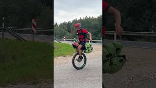 There are many different ways to mount a unicycle… #unicycle #cycling #bikepacking #hiking  #mtb