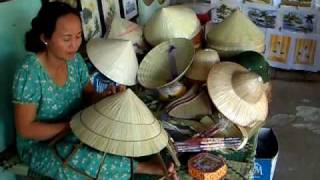 Straw Hat weaving near Myson, Vietnam